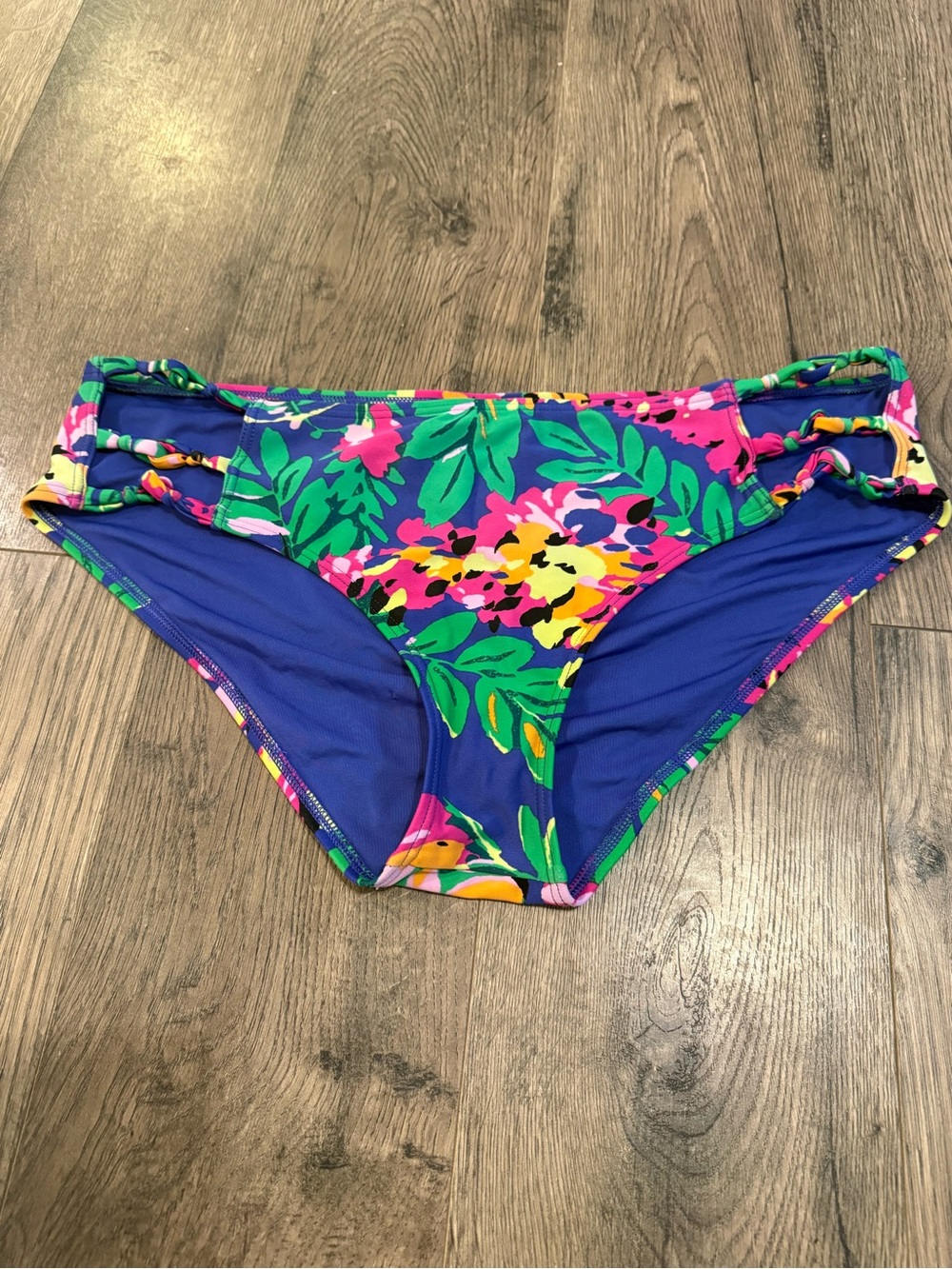aerie Blue Floral Side-Ring Bikini Bottom